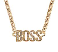 Liitata BOSS - Collar con colgante de letras BOSS con cadena chapada en oro, cadena de hip hop para hombres y mujeres, carnaval de Mardi Gras, Aleación con chapado en oro, Diamantes de imitación