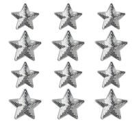 Liitata Estrellas lentejuelas apliques brillantes bordados parches para coser en hierro para ropa chaquetas vestidos sombreros zapatos mochilas accesorios bricolaje 12 unidades plata 2 tamaños