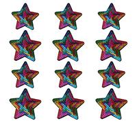 Liitata Estrellas lentejuelas apliques brillantes bordados parches para coser en hierro para ropa chaquetas vestidos sombreros zapatos mochilas accesorios bricolaje 12 piezas colores 2 tamaños