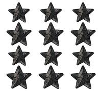 Liitata Estrellas lentejuelas apliques brillantes bordados parches para coser hierro para ropa chaquetas vestidos sombreros zapatos mochilas accesorios bricolaje 12 unidades color negro 2 tamaños