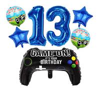 Liitata Juego de 13 globos decorativos de cumpleaños para niños, jugadores, cumpleaños, decoración número 13 unidades azul, gran controladores juego estrella globo para niño cumpleaños fiesta temática