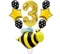 Liitata Juego de globos de abejas, 3 globos decorativos para cumpleaños para niños, 3 globos de aluminio, oro dulce, grandes abejas, globos, estrella globo lunares globos látex para niñas cumpleaños