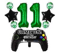 Liitata Videojuego 11 cumpleaños decorativo para niños, jugadores, cumpleaños, decoración, número 11 globos de aluminio, color verde, gran controlador de juego, globo de estrella para niños cumpleaños