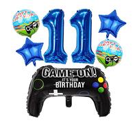 Liitata Videojuego 11 cumpleaños decorativo para niños, jugadores, cumpleaños, decoración número 11 globos de aluminio color azul gran controladores juego estrella para niños jóvenes cumpleaños fiesta