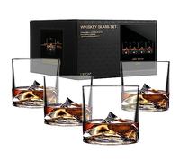LIITON Exclusivo vasos de whisky Everest, 4 piezas, de cristal, vasos de cristal, regalos para hombres para cócteles, ginebra, bourbon, ron, juego de regalo