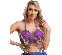 LiiYii - Camiseta de tirantes para mujer, diseño de baile oriental, sujetador danza del vientre, morado, Talla única