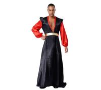 LiiYii - Disfraz árabe desagradable para hombre, disfraz de príncipe del desierto, túnica con capa extraíble, disfraz de Halloween Carnaval y fiestas disfrazadas negro 3XL