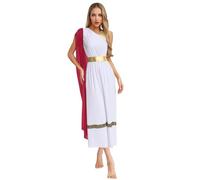 LiiYii - Disfraz de diosa romana griega toga para mujer, vestido de divinidad Athena olímpico, traje de Dios griego, romano, reina egipcia, carnaval, Halloween, Navidad, borgoña M