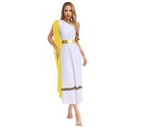 LiiYii - Disfraz de diosa romana griega toga para mujer, vestido de divinidad Athena olímpico, traje de Dios, griego, romano, reina egipcia, carnaval, Halloween, Navidad, amarillo, XXL