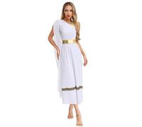 LiiYii - Disfraz de diosa romana griega toga para mujer, vestido de divinidad Athena olímpico, traje de Dios griego, romano, reina egipcia, carnaval, Halloween, Navidad, color blanco S