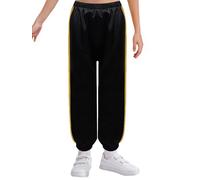 LiiYii Niños Niños Marcial Artes Pantalones De Chándal Deportes Tai Chi Wushu Sudaderas Pantalones Deportivos Entrenamiento Correr Sportswear, Negro A, 15-16 años