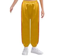 LiiYii Niños Niños Marcial Artes Pantalones De Chándal Deportes Tai Chi Wushu Sudaderas Pantalones Deportivos Entrenamiento Correr Sportswear, Amarillo A., 7-8 años
