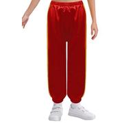 LiiYii Niños Niños Marcial Artes Pantalones De Chándal Deportes Tai Chi Wushu Sudaderas Pantalones Deportivos Entrenamiento Correr Sportswear, Rojo A., 13-14 años