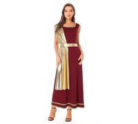 LiiYii - Vestido de diosa para mujer, mitología romana, vestido de Grecia antiguo, disfraz de fiesta de Halloween, juego de rol, veladas temáticas, burdeos, XXL