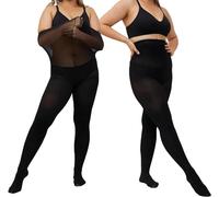 LiiYoang Negro Medias Mujer Talla Gtrande 40 Denier, M-4XL Tummy Control Snap Medias Mujeres Medias Mate 2 Pares