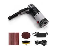 Lijadora de Banda, Amoladora angular lijadora de banda eléctrica DIY Mini amoladora 10000/min pequeña máquina de mano con 9 Uds correa de lijado carpintería
