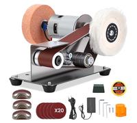 Lijadora de banda eléctrica mini, lijadora de banda pequeña, lijadora de mesa de 15 grados con ángulo fijo, pulidora ajustable de 7 etapas para metal, madera, manualidades