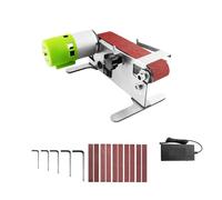 Lijadora de Banda, Mini lijadora de banda eléctrica, pulidora y rectificadora, pequeña máquina de lijado de banda, 7 velocidades ajustables con 10 bandas de lijado.(2)