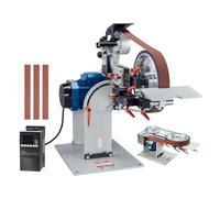 Lijadora de banda VEVOR, pulidora de banda de velocidad variable de 72 x 2 pulgadas con VFD, afilador de cuchillos de 1500 W con 3 moldes de pulido y 3 bandas de lijado para trabajar metales