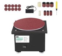 Lijadora de banda y disco de banco para metal, lijadora de rodillo abrasivo sobremesa con base de fundición, amoladora giratoria 20/40mm y lijadora de disco 150mm para lijado de madera en taller(3)
