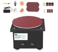 Lijadora de banda y disco de banco para metal, lijadora de rodillo abrasivo sobremesa con base de fundición, amoladora giratoria 20/40mm y lijadora de disco 150mm para lijado de madera en taller(8)
