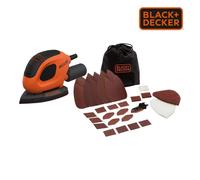BLACK+DECKER Lijadora de Detalle Mouse 55 W, Velocidad de 11.000 RPM, Diámetro Orbita 1.5 mm, Fijación de Papel de Lija con Velcro, Incluye 15 Accesorios y Bolsa de Transporte, BEW230BC-QS