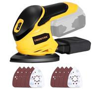 Lijadora de detalles inalámbrica compatible con batería DeWalt de 20 V máx. (solo herramienta), 12.000 OPM, 10 papeles de lija, bolsa de polvo para carpintería, espacios reducidos, lijado, pulido
