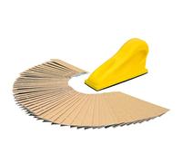 Lijadora de detalles para ratón de lijado con 50 tiras de lijado doradas precortadas • 10 de cada uno de los siguientes granos están incluidos: 80, 120, 150, 220 y 400