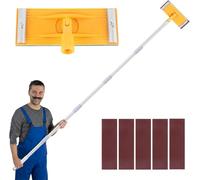 Lijadora de poste de yeso de 31 a 74 pulgadas, lijadoras de pared con varilla de extensión, lijadora de poste, herramienta de lijado para suelos, paredes, techos, esquinas, con 5 hojas de lijado