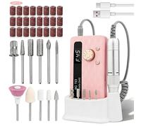 Lijadora de uñas eléctrica, lima de uñas eléctrica 45000 RPM, lijadora de uñas portátil recargable, manicura set con pantalla LCD para uñas de gel y acrílico