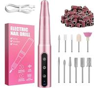 Lijadora de uñas profesional 35000 rpm, lima de uñas eléctrica inalámbrica con pantalla LED digital, kit de manicura pedicura recargable velocidad ajustable