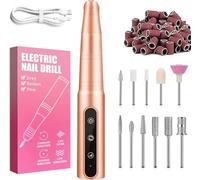 Lijadora de uñas profesional 35000 rpm, lima de uñas eléctrica inalámbrica con pantalla LED digital, kit de manicura pedicura recargable velocidad ajustable oro