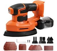 Lijadora eléctrica inalámbrica de 20 V con depósito para polvo | 6 accesorios adicionales, 24 hojas de lija, compatible con Makita batería de litio (sin batería)