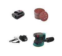 Lijadora eléctrica sin escobillas de 125mm, amoladora de madera Orbital aleatoria, pulidora, lijadora, 3 velocidades,Bajo nivel de ruido(1pc battery 2000mAh)