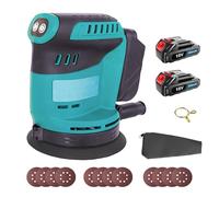Lijadora excéntrica con batería de 125 mm, repuesto para Makita DBO180Z, lijadora eléctrica inalámbrica con 3 niveles de potencia, para carpintería, trabajo de metal, 2 baterías de 3000 mAh y cargador