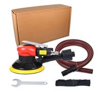 Lijadora excéntrica industrial, 125 mm, aire comprimido con colector de polvo, lijadora neumática de alto rendimiento con cierre, 12000 rpm, pulidora multifunción (rojo)