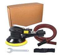 Lijadora excéntrica industrial, 125 mm, aire comprimido con colector de polvo, lijadora neumática de alto rendimiento con cierre, 12000 rpm, pulidora multifunción (Negro)