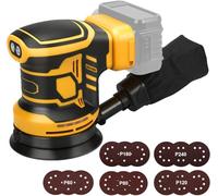 Lijadora orbital aleatoria inalámbrica para DeWalt, lijadora eléctrica profesional sin escobillas de 125 mm con 15 discos de lijado, 3 ajustes de velocidad y 11.000 RPM, perfecta para lijar, encerar