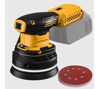 Lijadora orbital aleatoria inalámbrica sin escobillas compatible con batería Dewalt de 20 V, lijadora orbital eléctrica de palma con colector de polvo, 5 velocidades variables, para lijar, pulir