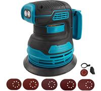 Lijadora orbital aleatoria sin escobillas compatible con batería Makita de 18 V, lijadora eléctrica de palma aleatoria Brushelss de 5 pulgadas con 20 piezas de papel de lija de 125 mm, rotación de 3