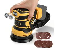 Lijadora orbital aleatoria sin escobillas compatible con Dewalt 18V/20V, lijadora eléctrica de palma aleatoria Brushelss de 125 mm con 25 piezas de papel de lija, rotación de 6 velocidades máxima