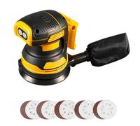 Lijadora orbital con batería compatible con Dewalt 18/20 V, 125 mm, lijadora para madera con extracción de polvo, 20 papel de lija, 3 velocidades 11000 rpm para lijar pulido
