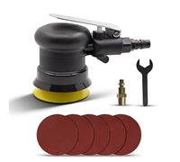 Lijadora orbital neumática aleatoria de 3 pulgadas, mini lijadora de palma de aire de 75 mm para trabajo corporal automático, madera, metal, con 5 discos de lijado, entrada de aire de 1/4 pulgadas