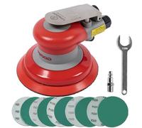 Lijadora orbital neumática aleatoria de 5 pulgadas, lijadora de palma ligera de 3/16 pulgadas de diámetro, órbita de 12000 RPM con 10 piezas de papel de lija adicionales