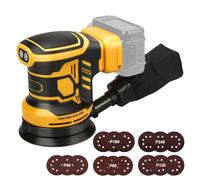 Lijadora orbital para Dewalt 18 V, 20 V batería, 125 mm, 3 velocidades, orbital Sander 7000-11000 rpm, entregado con 15 discos abrasivos, ideal para el trabajo de madera profesional