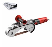Lijadora pulidora de tubos de tubo, pulidora eléctrica de acero inoxidable de 1100 W, 6 velocidades ajustables, lijadora de banda de mano para pulido de metal, diámetro máximo del tubo de 250 mm