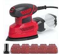 Lijadora Vistreck de 130W 14000RPM Lijadora Delta con 20 Papeles de Lija, 1 Caja de Polvo, 1 Conector de Vacío, para Pulir Paredes, Madera, Pintura, Muebles, Metal, Cemento