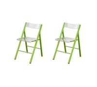LIJCHGAO Juego de 2 Silla apilable Moderna para Sala de Estar Taburetes de Cocina Altos Plegables Silla Plegable Transparente Silla Apta para Interior y Exterior(Green)
