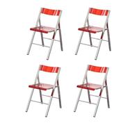 LIJCHGAO Juego de 4 Taburetes de Cocina Altos Plegables Plegable Transparente Moderna de Lujo Sillas de salón Plegables apilable y portátil Ideal para Eventos Fiestas y Catering(Red)