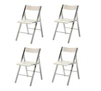 LIJCHGAO Juego de 4 Taburetes de Cocina Altos Plegables Plegable Transparente Moderna de Lujo Sillas de salón Plegables apilable y portátil Ideal para Eventos Fiestas y Catering(White)